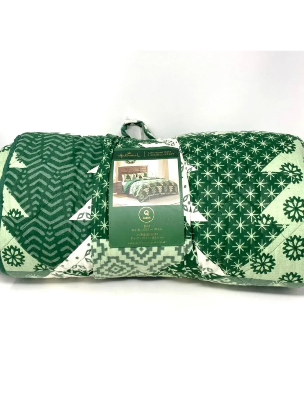 Hallmark Full/Queen Flannel Tree Print Quilts Green